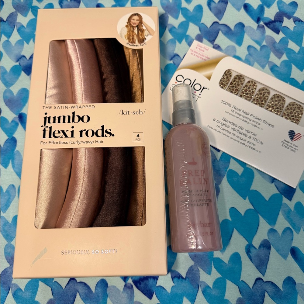 Jumbo Flexi Rods, hair detangler and nail strips